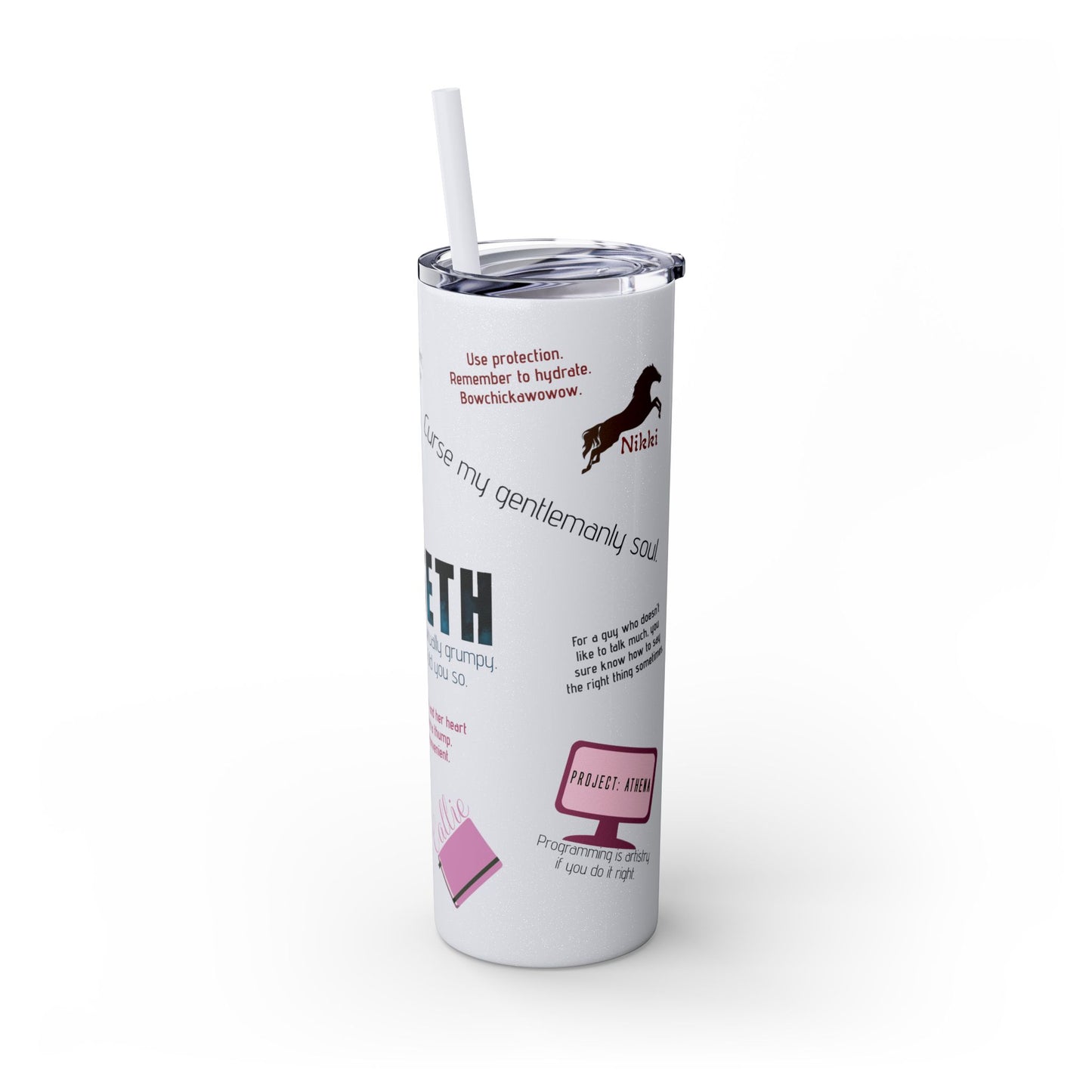 SETH Skinny Tumbler with Straw, 20oz