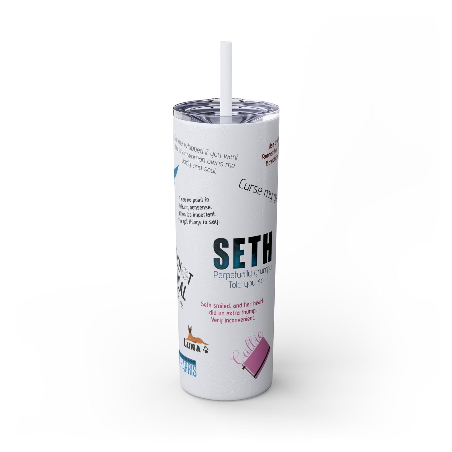 SETH Skinny Tumbler with Straw, 20oz