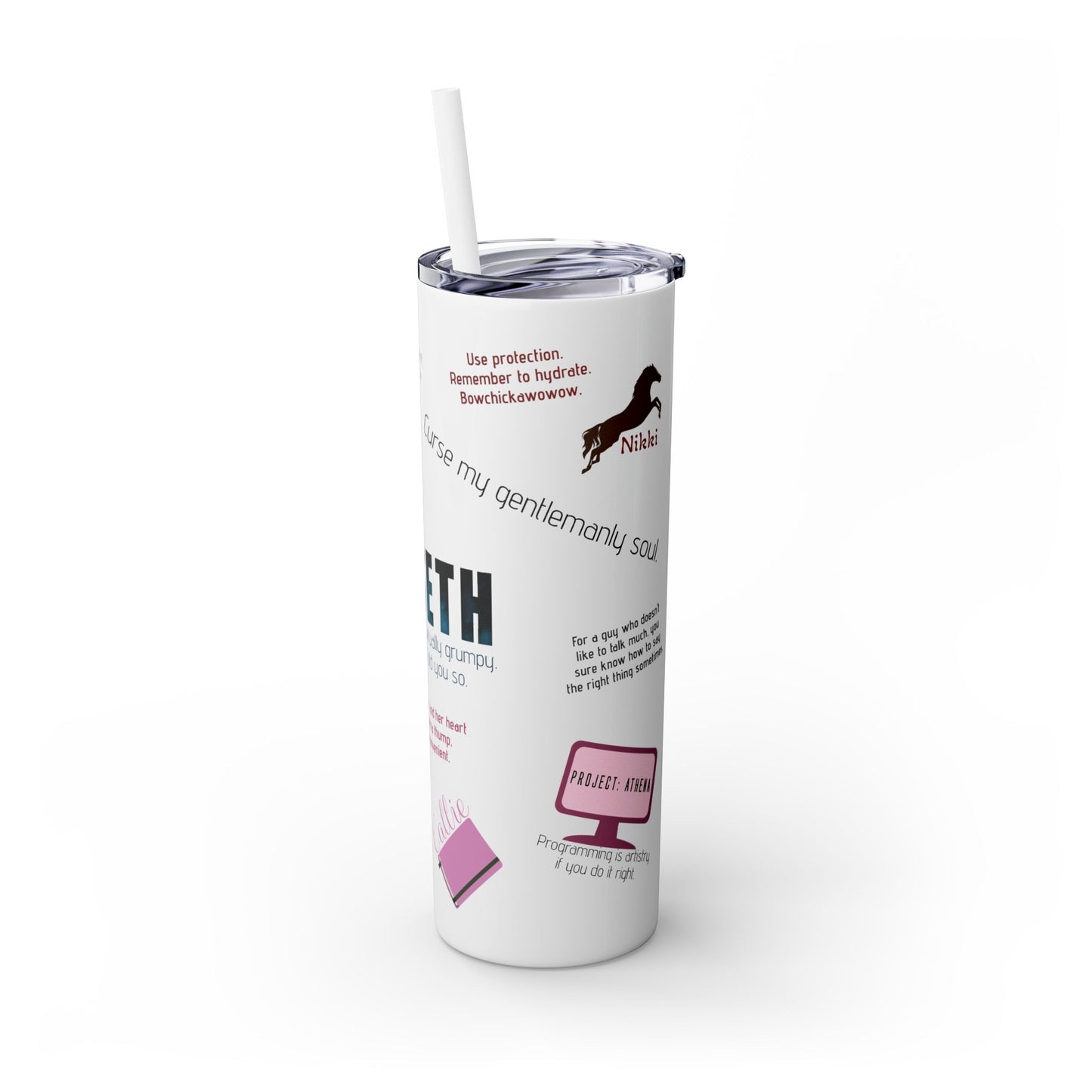 SETH Skinny Tumbler with Straw, 20oz