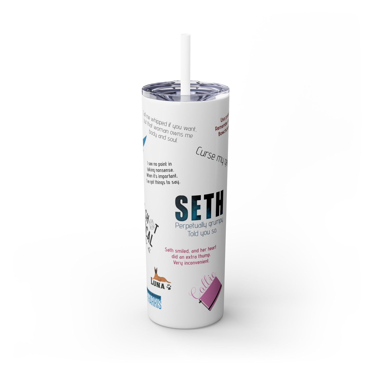 SETH Skinny Tumbler with Straw, 20oz
