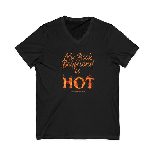 My Book Boyfriend is HOT V-Neck Tee